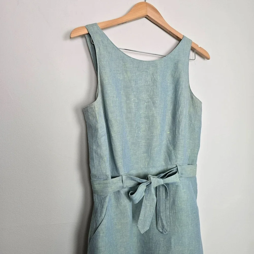 VTG 90s Yves Cossette Depeche Mode Women Linen Midi Dress Small Coastal Vacation - Picture 5 of 10